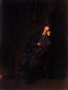 REMBRANDT Harmenszoon van Rijn An old man asleep at the Hearth (mk33) Sweden oil painting artist